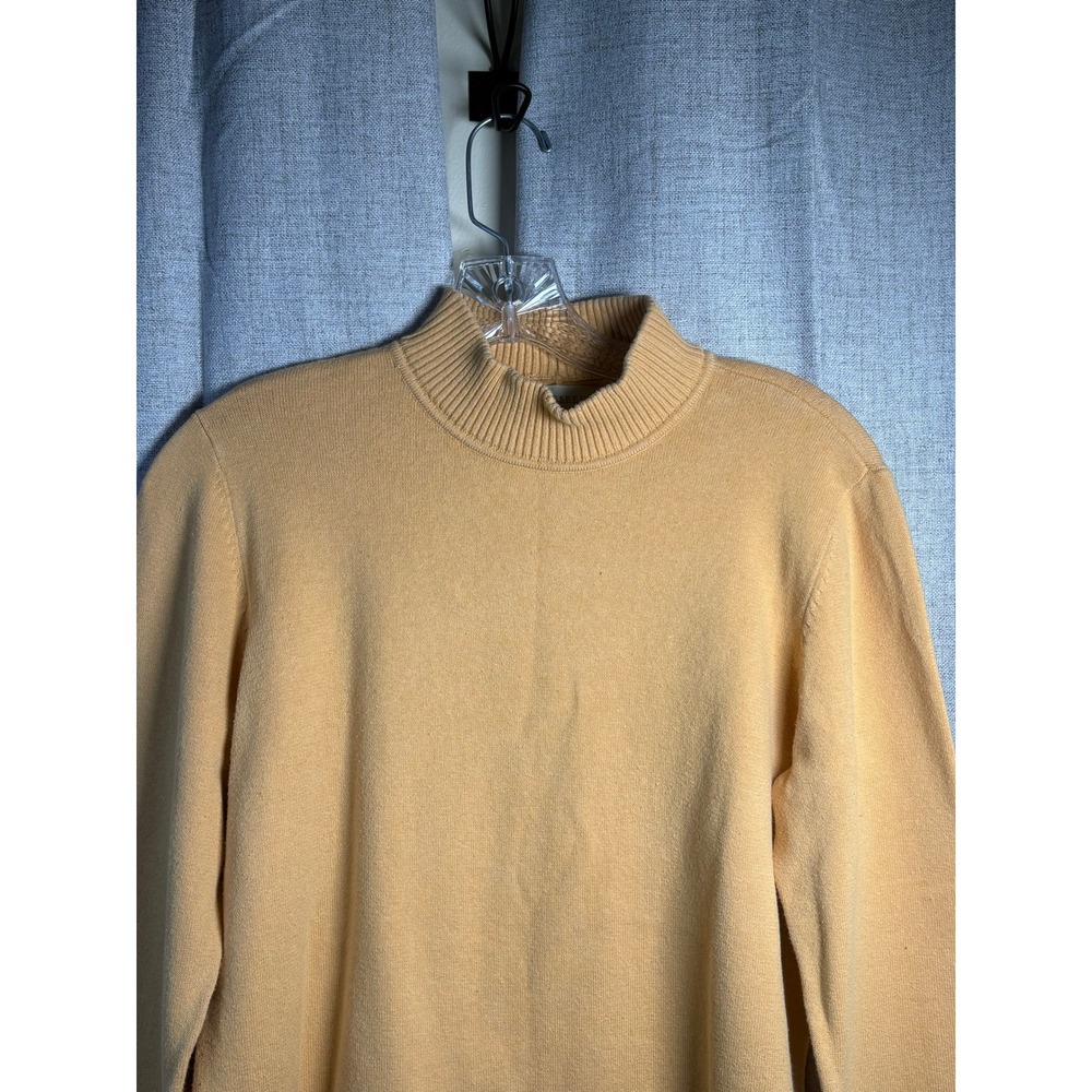 Appleseed's Womens M Mustard Yellow Cotton Blend Mock Neck Long Sleeve Sweater